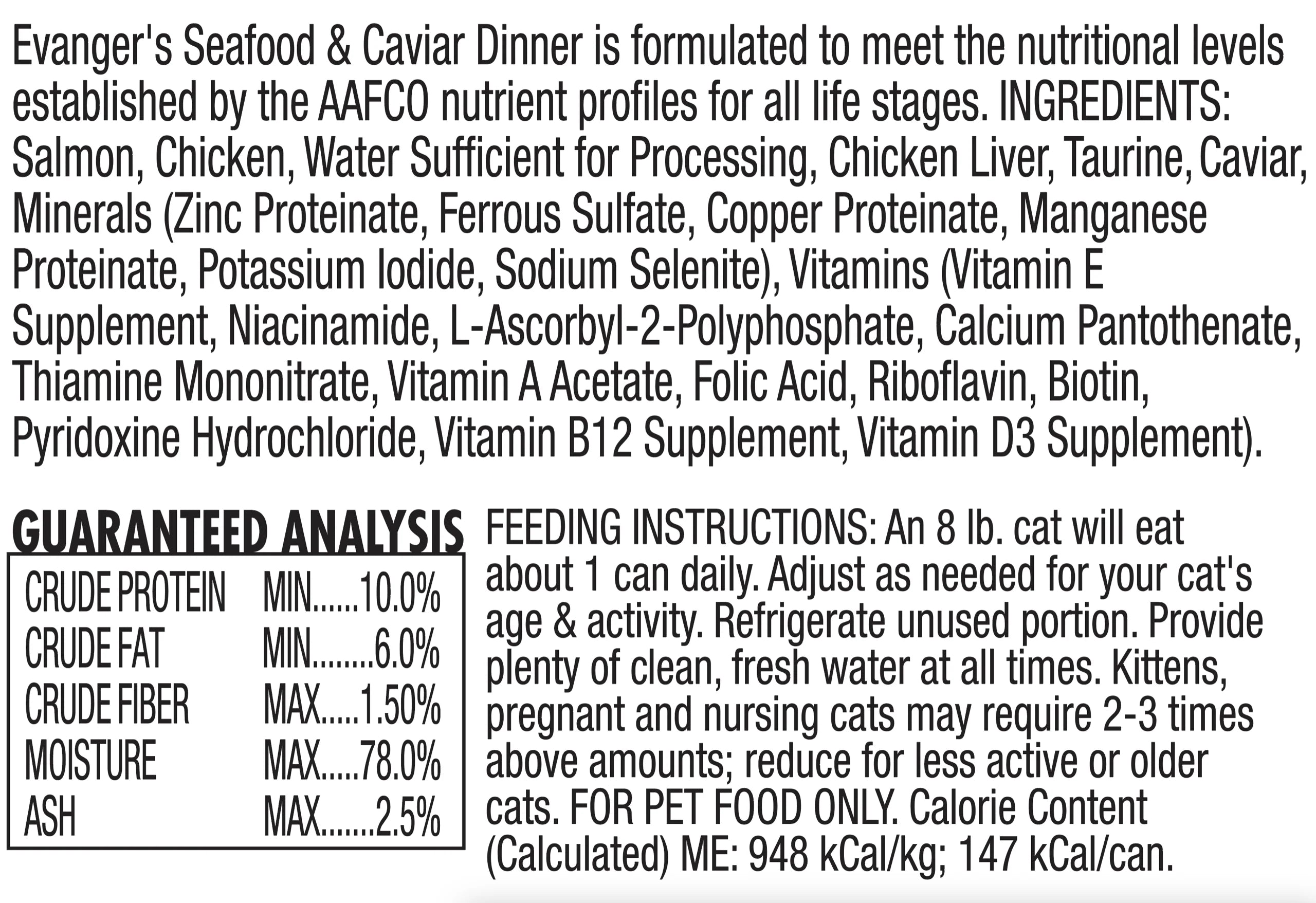 Evangers All Life Stages Super Premium Seafood & Caviar Dinner Wet Cat Food (5.5oz)
