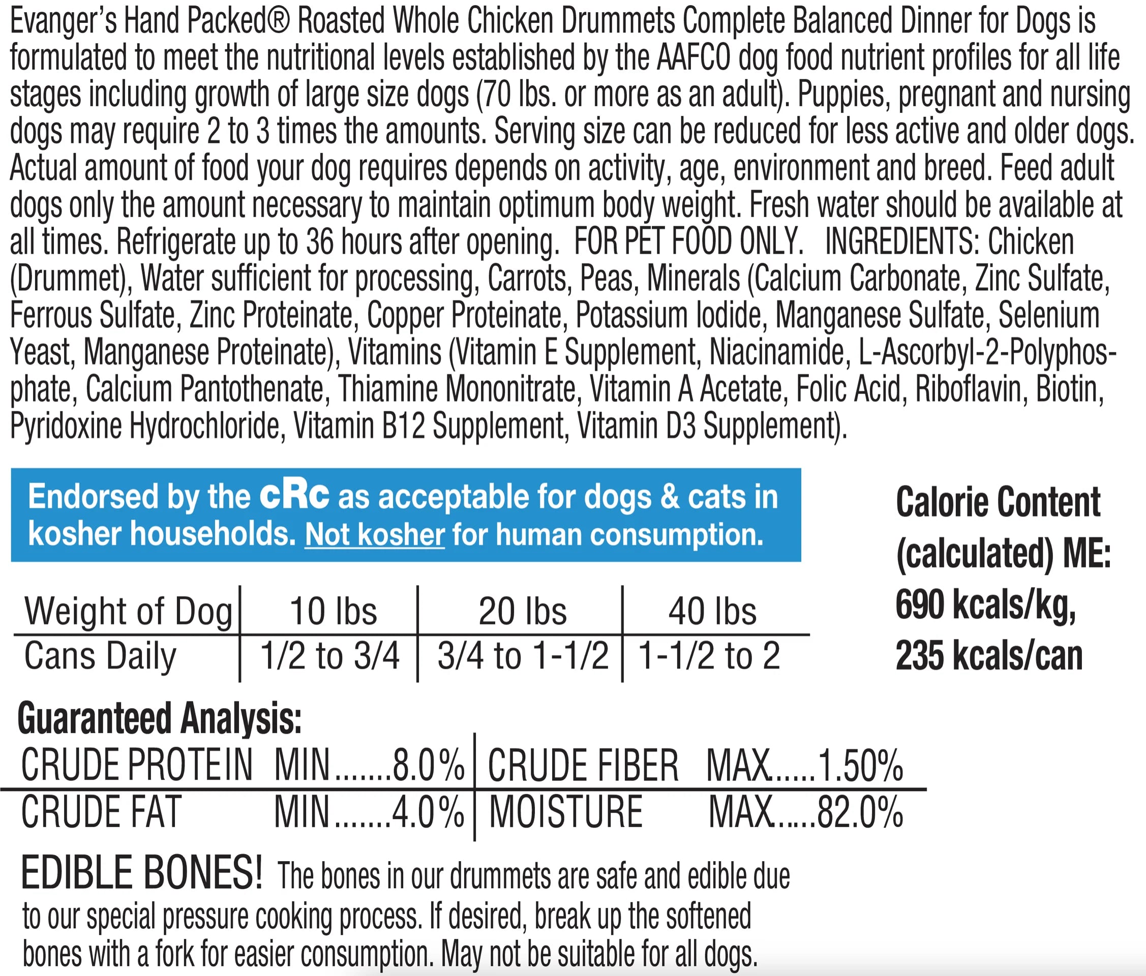 Evangers All Life Stages Roasted Chicken Drummet Dinner Wet Dog Can (12oz)
