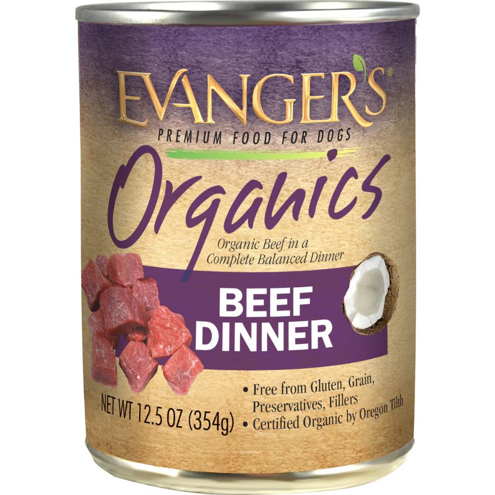 Evangers Organics All Life Stages Beef Dinner Wet Dog Can (12.5oz)