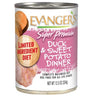 Evangers Super Premium All Life Stages Duck & Sweet Potato, Limited Ingredient Wet Dog Can (12.5oz)