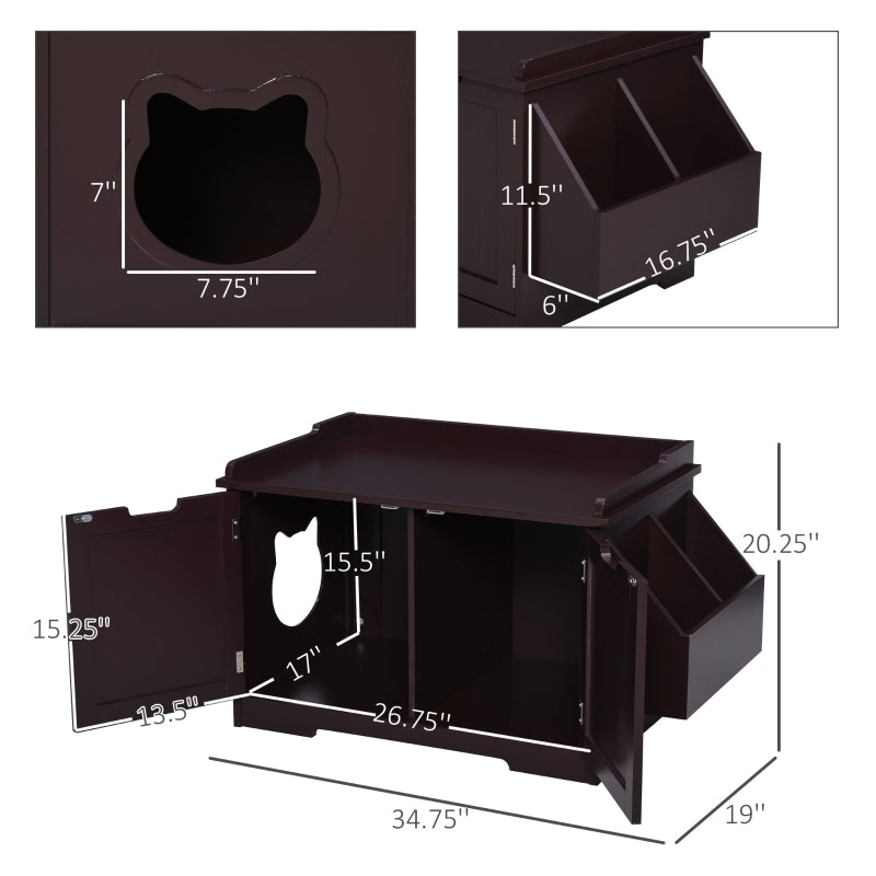 Cat Litter Box Nightstand End Table Enclosure