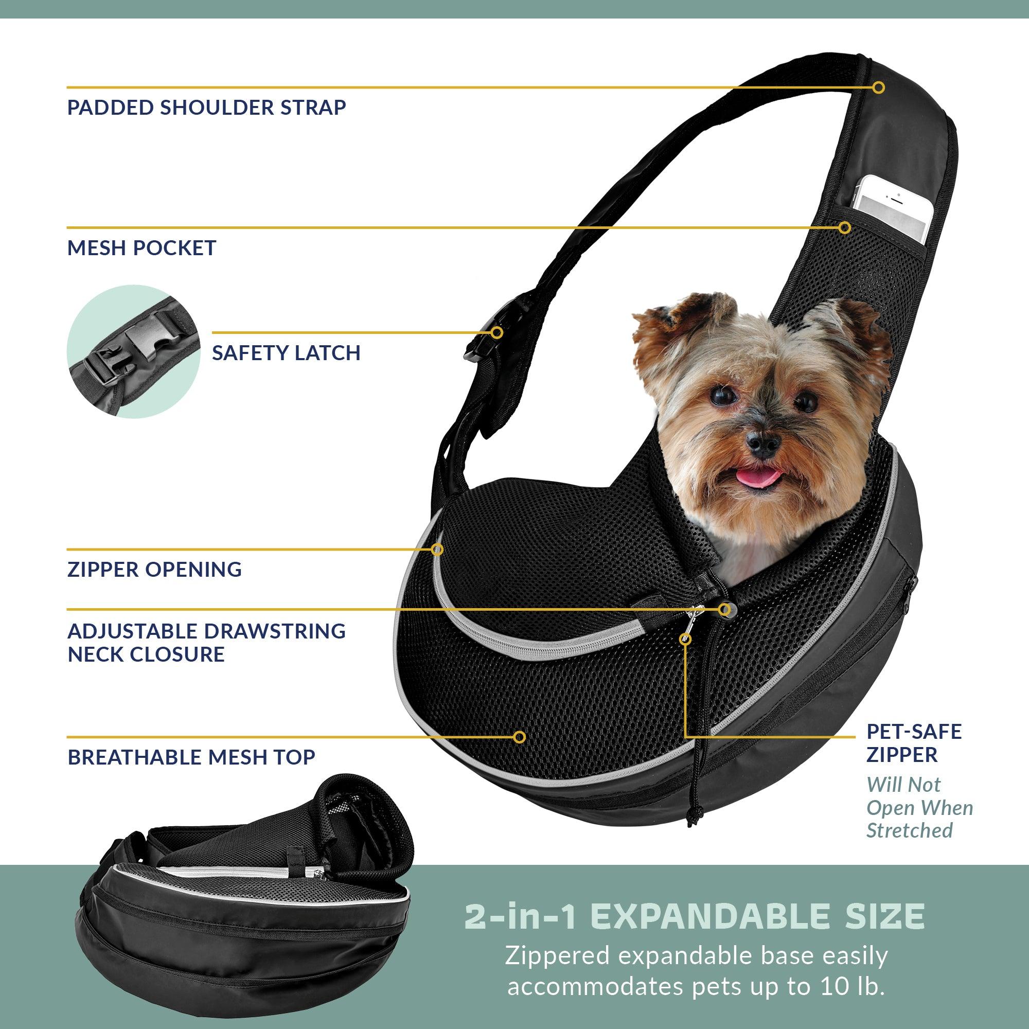 Expandable Sling Bag - Front Shoulder Pet Carrier for Small Dog, Cat and Puppy | HT Animal Supply