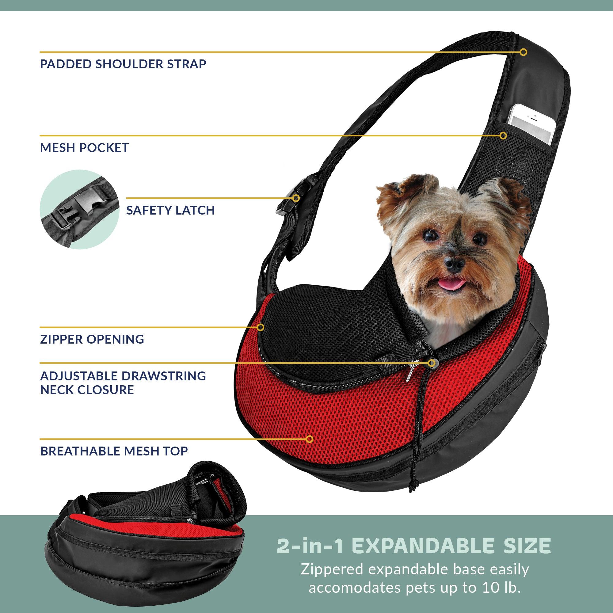 Expandable Sling Bag - Front Shoulder Pet Carrier for Small Dog, Cat and Puppy | HT Animal Supply