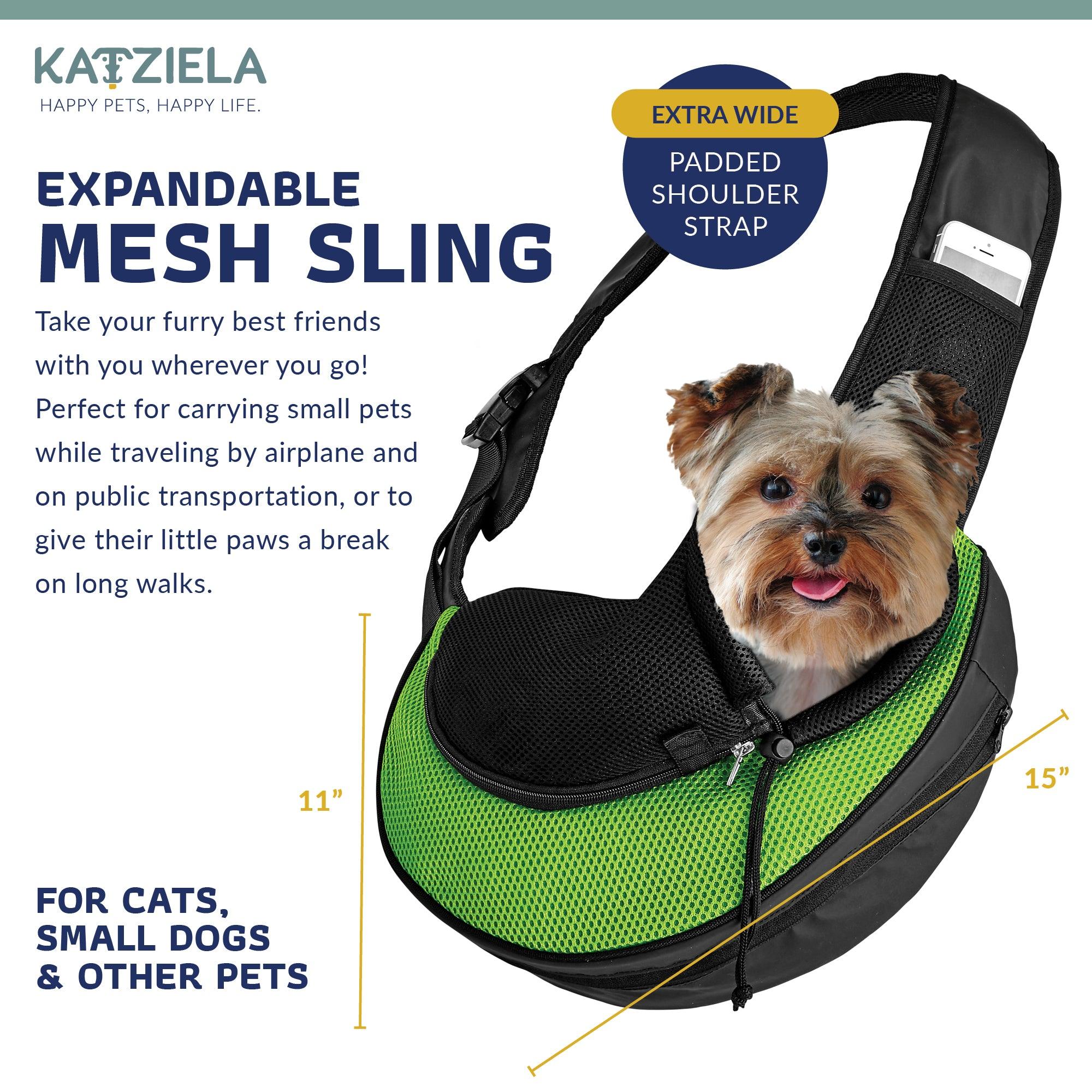 Expandable Sling Bag - Front Shoulder Pet Carrier for Small Dog, Cat and Puppy