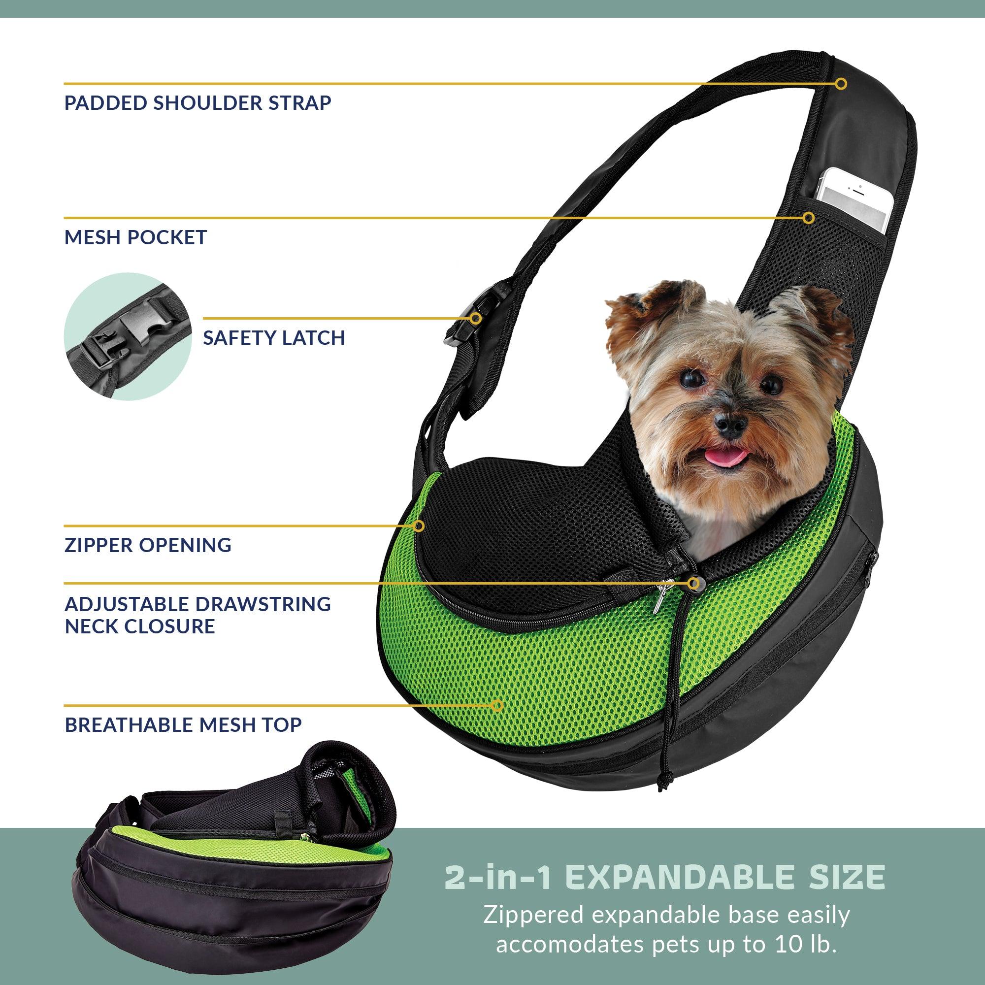 Expandable Sling Bag - Front Shoulder Pet Carrier for Small Dog, Cat and Puppy | HT Animal Supply