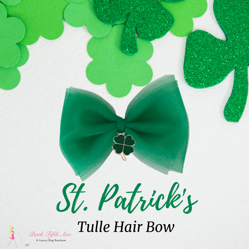 Bark 5th Ave., LLC St. Patricks Tulle Dog Hair Bow pet supplies