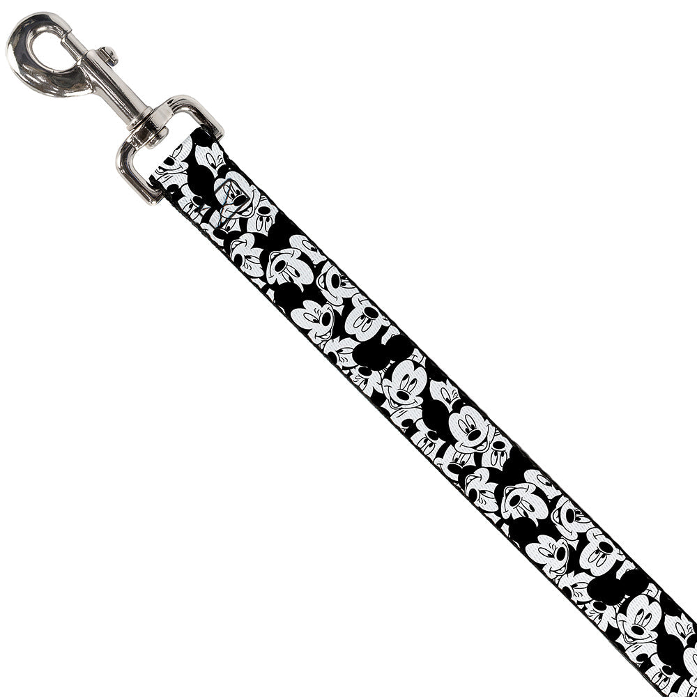 Dog Leash - Mickey Mouse Expressions Stacked White/Black