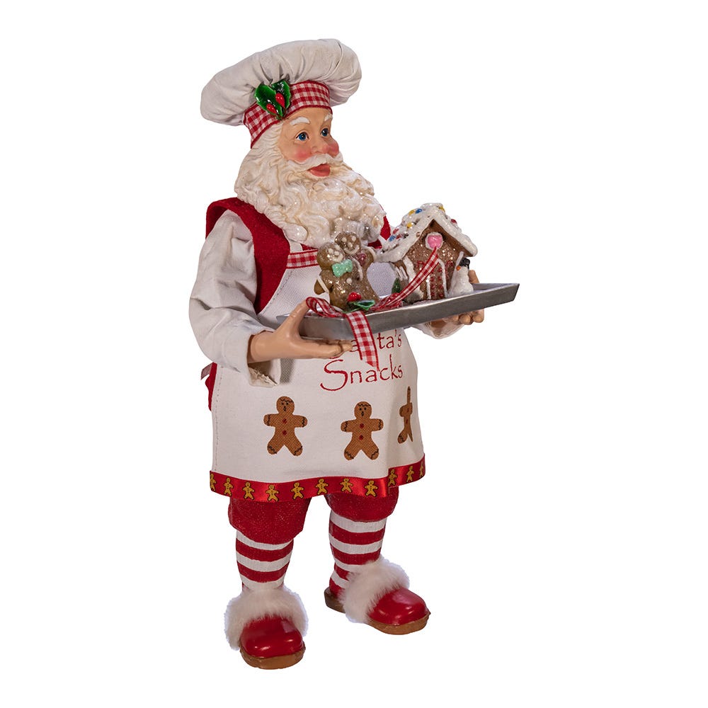 Kurt Adler 11-Inch Fabrich Gingerbread Chef Santa