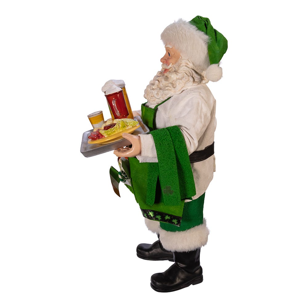 Kurt Adler 10.5-Inch Fabrich Musical Irish Chef Santa