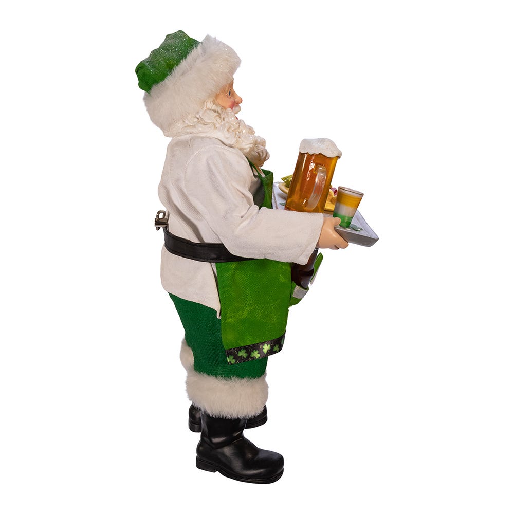 Kurt Adler 10.5-Inch Fabrich Musical Irish Chef Santa