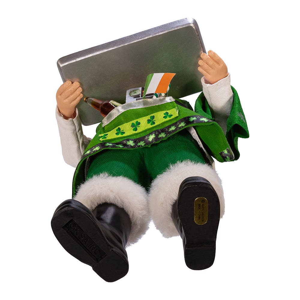 Kurt Adler 10.5-Inch Fabrich Musical Irish Chef Santa