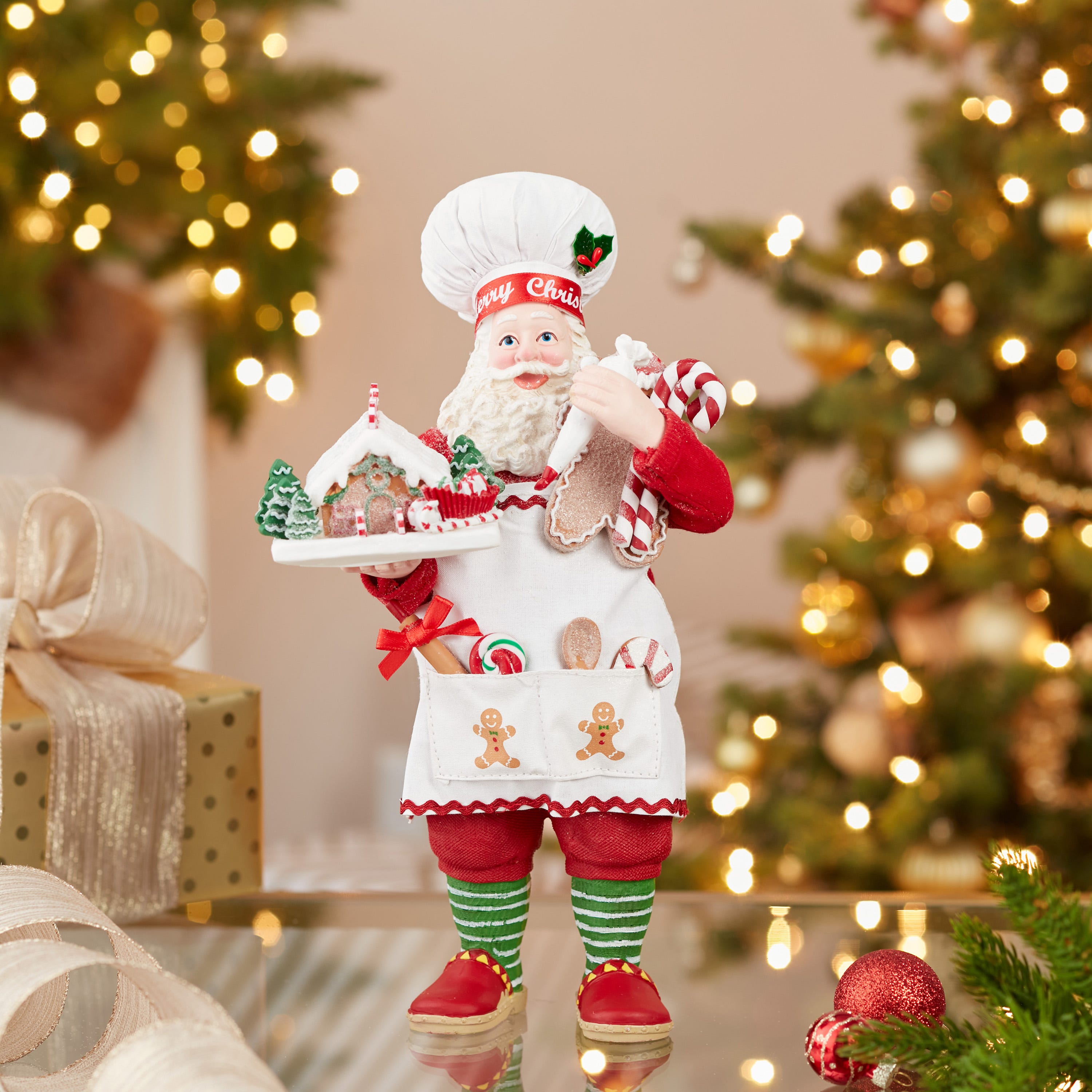 Kurt Adler 10.5-Inch Fabrich Gingerbread Chef Santa