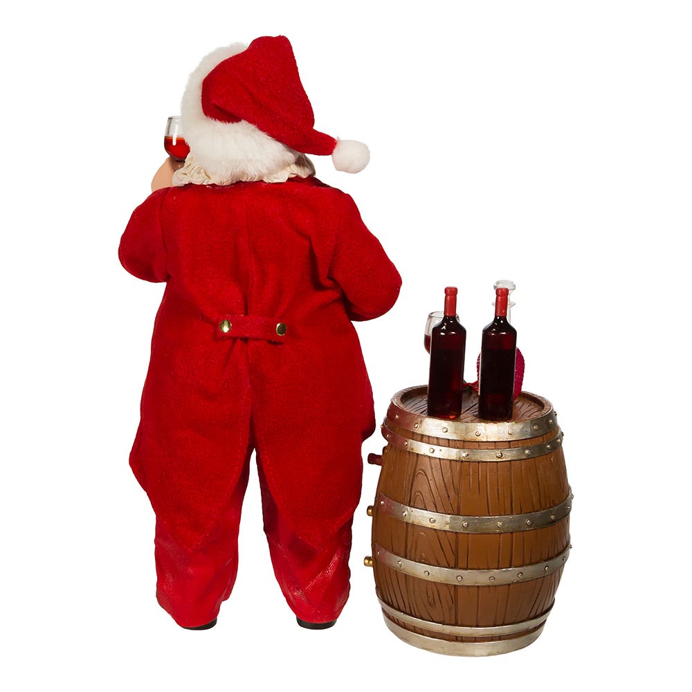 Kurt Adler 10.5-Inch Fabrich Wine Tasting Santa, 2 Piece Set