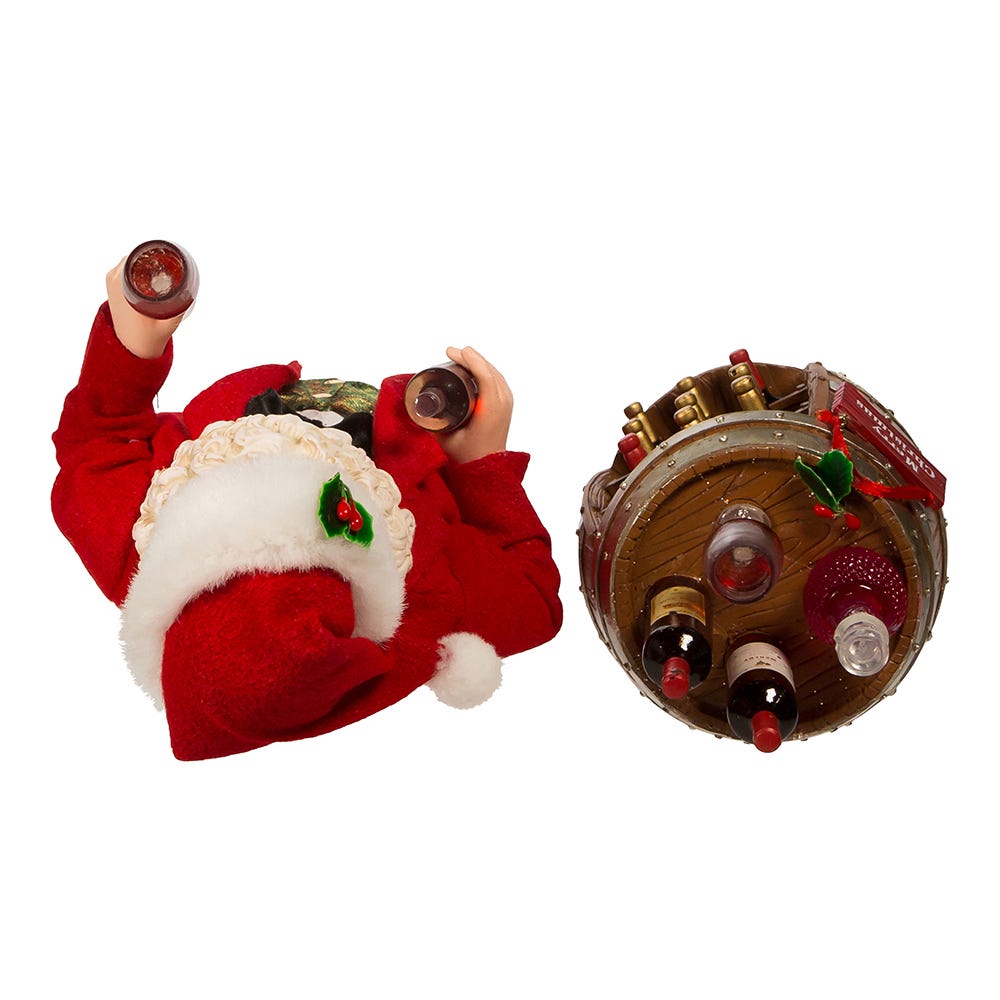 Kurt Adler 10.5-Inch Fabrich Wine Tasting Santa, 2 Piece Set