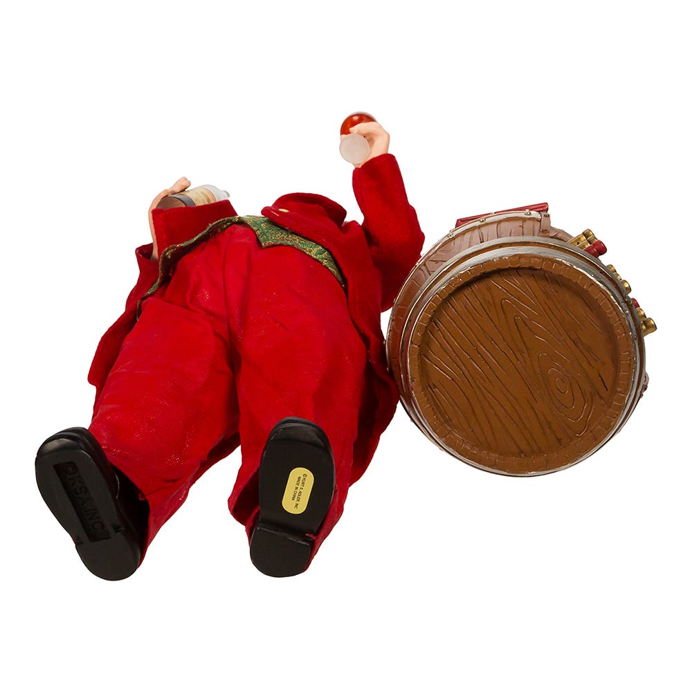 Kurt Adler 10.5-Inch Fabrich Wine Tasting Santa, 2 Piece Set