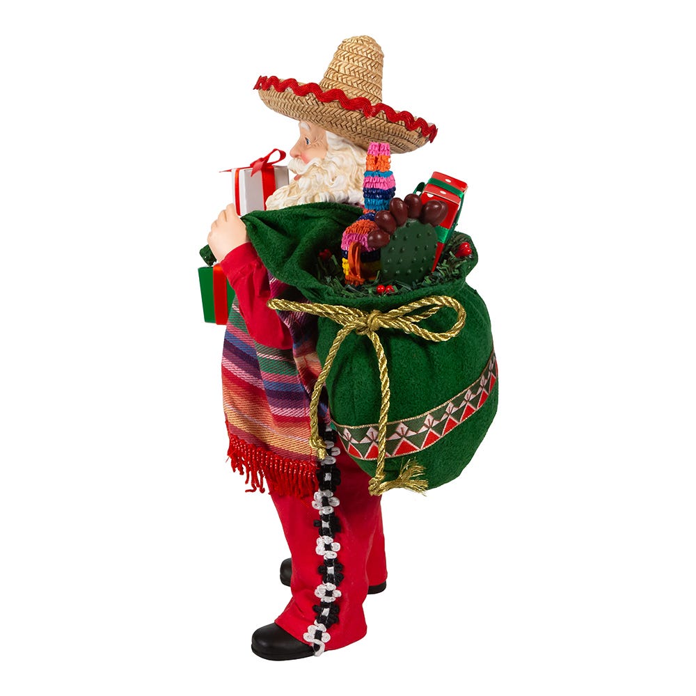 Kurt Adler 11-Inch Fabrich Musical Mexican Santa