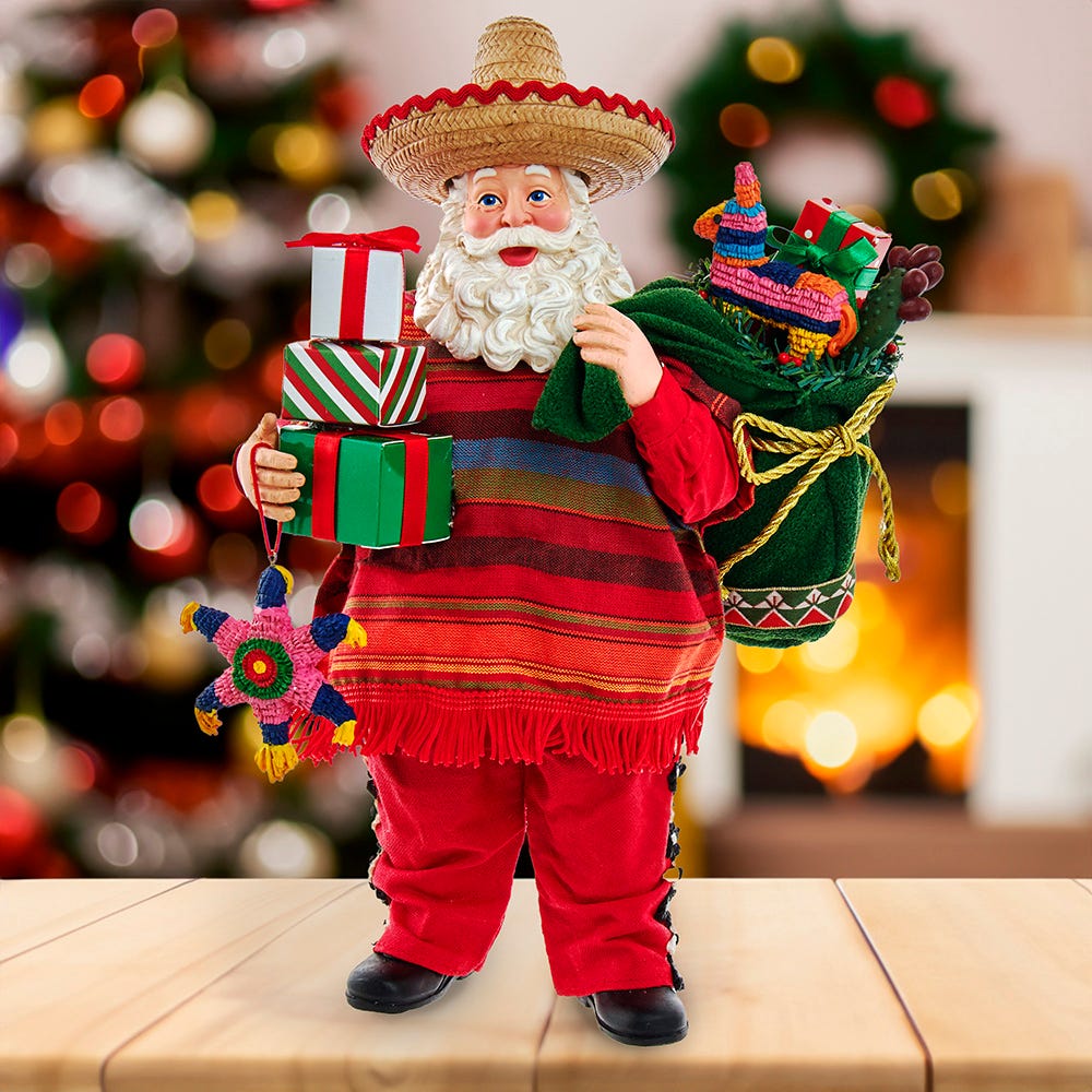 Kurt Adler 11-Inch Fabrich Musical Mexican Santa