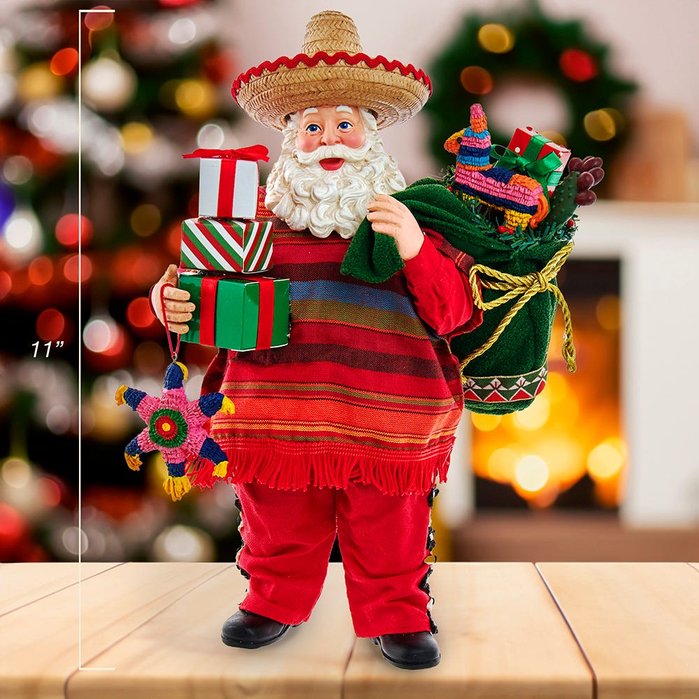 Kurt Adler 11-Inch Fabrich Musical Mexican Santa