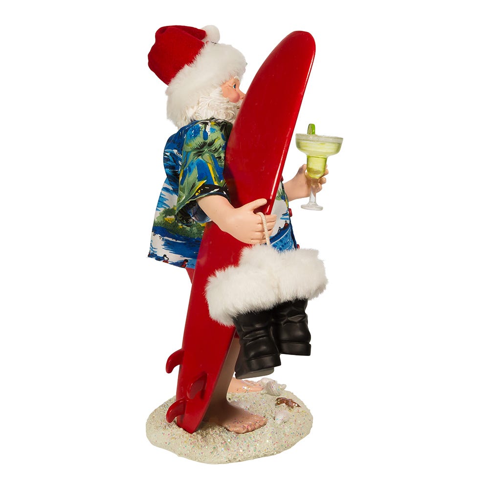 Kurt Adler 11-Inch Fabrich Santa with Surfboard and Drink