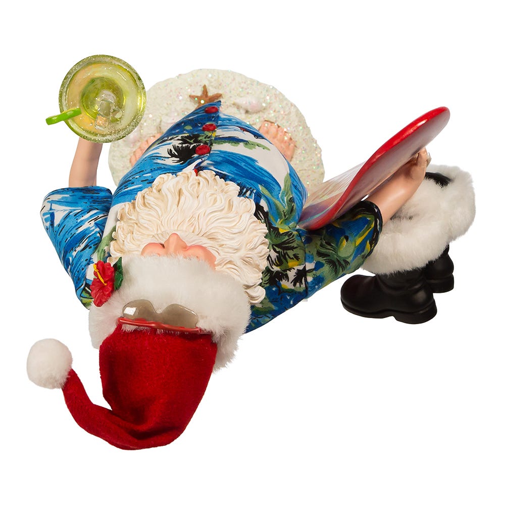 Kurt Adler 11-Inch Fabrich Santa with Surfboard and Drink