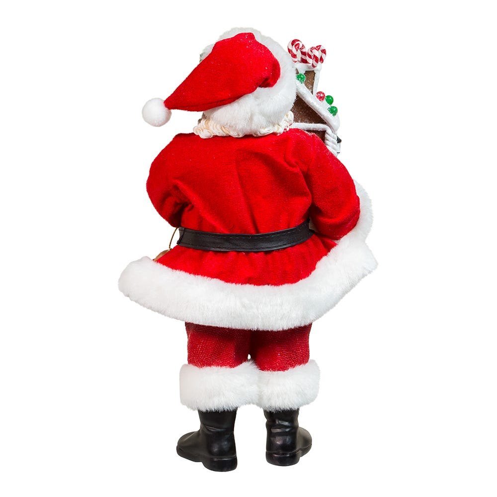 Kurt Adler 11-Inch Battery-Operated Santa with Light-Up Gingerbread House