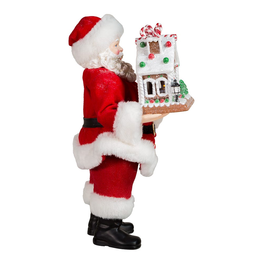 Kurt Adler 11-Inch Battery-Operated Santa with Light-Up Gingerbread House