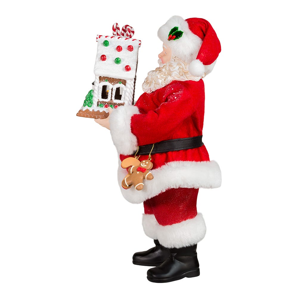 Kurt Adler 11-Inch Battery-Operated Santa with Light-Up Gingerbread House