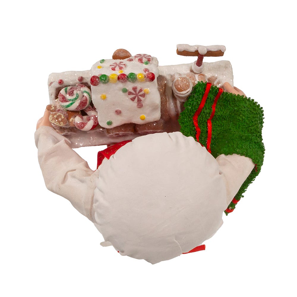 Kurt Adler 11-Inch Fabrich Santa with Gingerbread Train