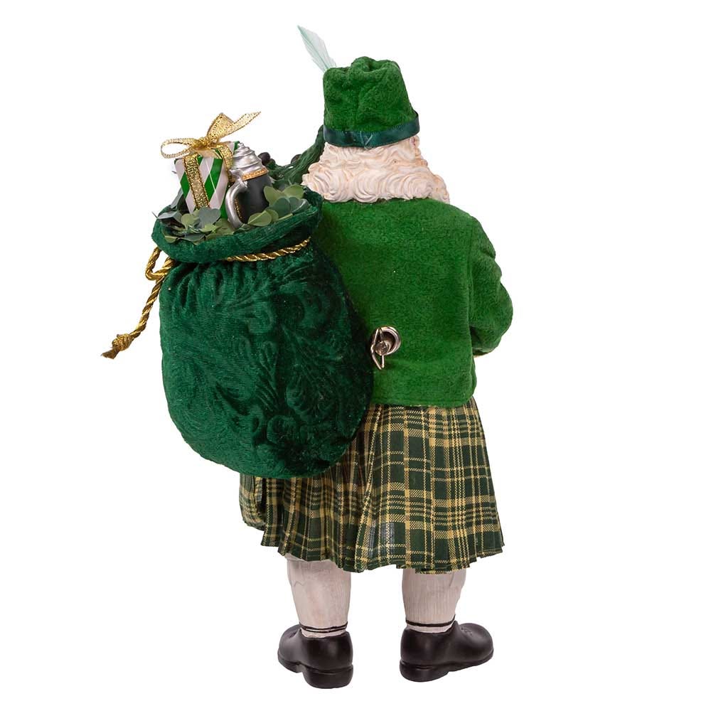 Kurt Adler 10.5-Inch Fabrich Musical Irish Bagpiper Santa