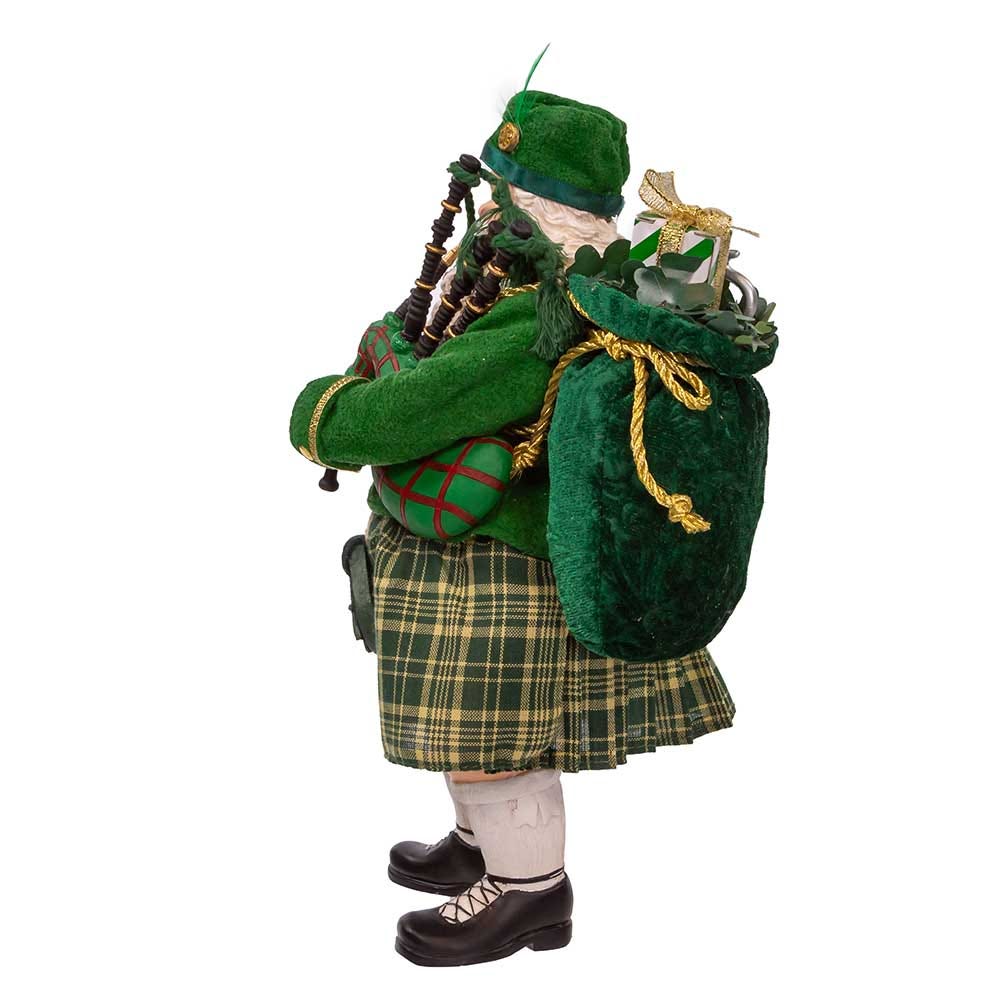 Kurt Adler 10.5-Inch Fabrich Musical Irish Bagpiper Santa