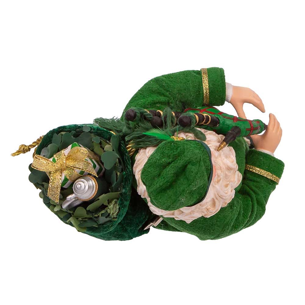 Kurt Adler 10.5-Inch Fabrich Musical Irish Bagpiper Santa