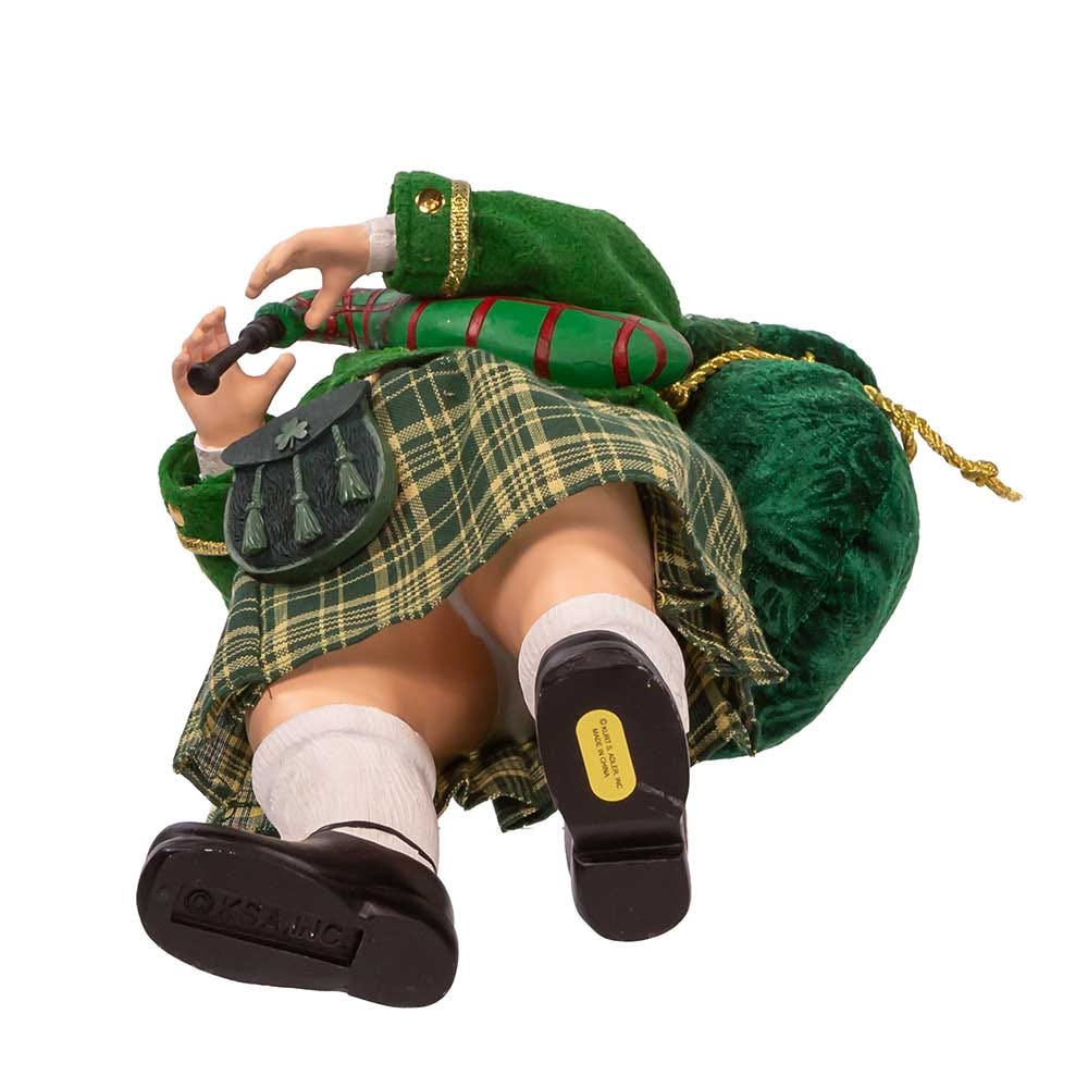 Kurt Adler 10.5-Inch Fabrich Musical Irish Bagpiper Santa