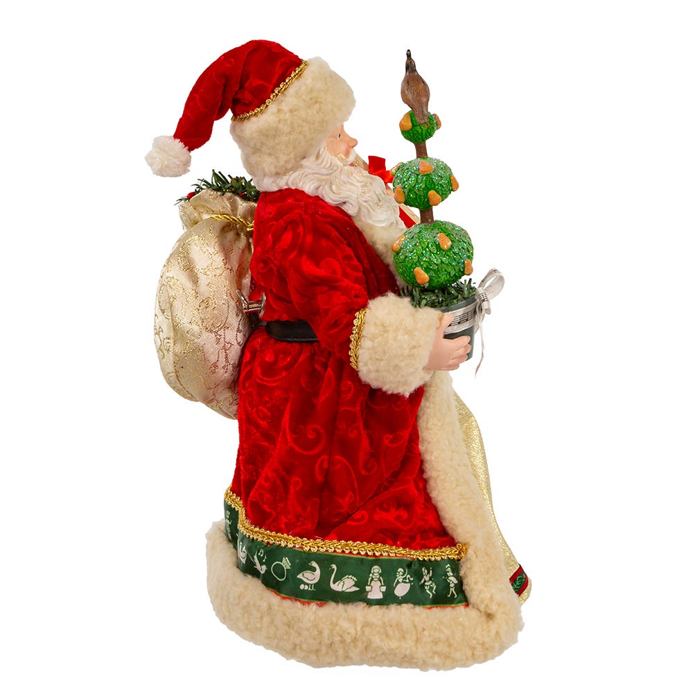 Kurt Adler 10.5-Inch Fabrich Musical 12 Days of Christmas Santa