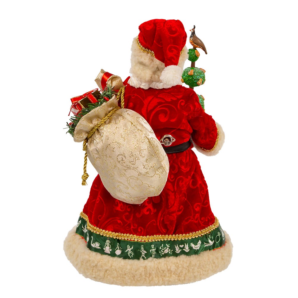 Kurt Adler 10.5-Inch Fabrich Musical 12 Days of Christmas Santa