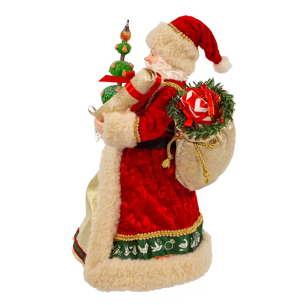 Kurt Adler 10.5-Inch Fabrich Musical 12 Days of Christmas Santa
