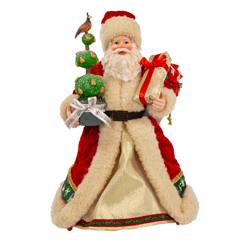 Kurt Adler 10.5-Inch Fabrich Musical 12 Days of Christmas Santa