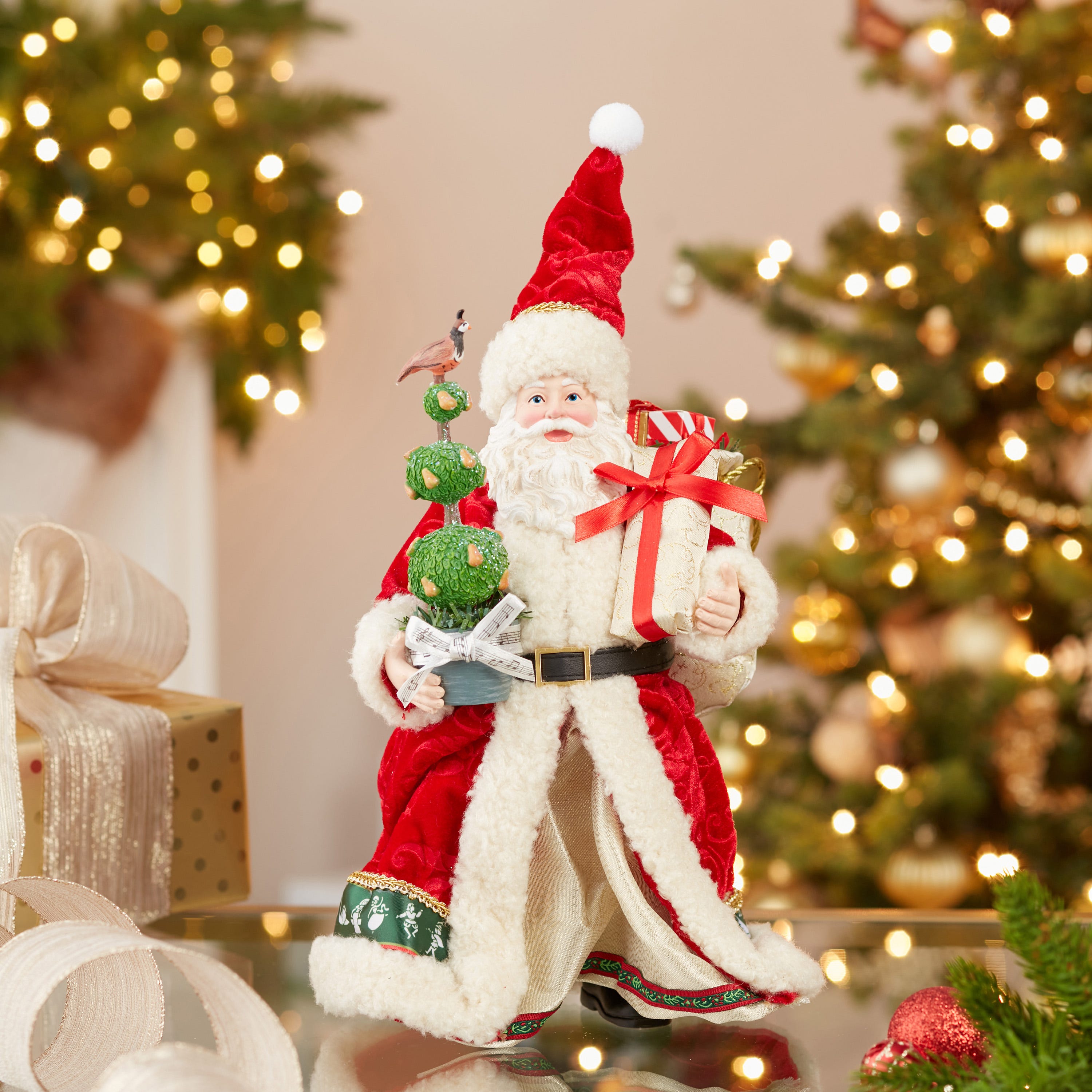 Kurt Adler 10.5-Inch Fabrich Musical 12 Days of Christmas Santa