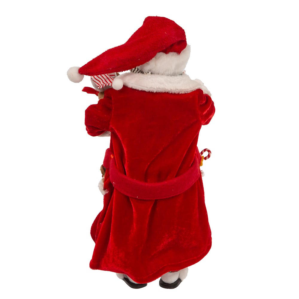 Kurt Adler 10.5-Inch Fabrich Black Santa in Pajamas and Robe