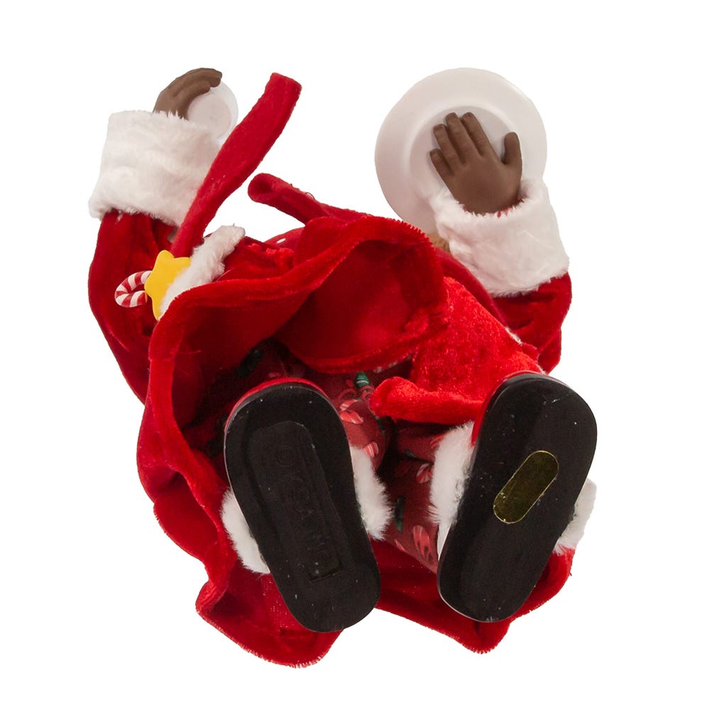 Kurt Adler 10.5-Inch Fabrich Black Santa in Pajamas and Robe