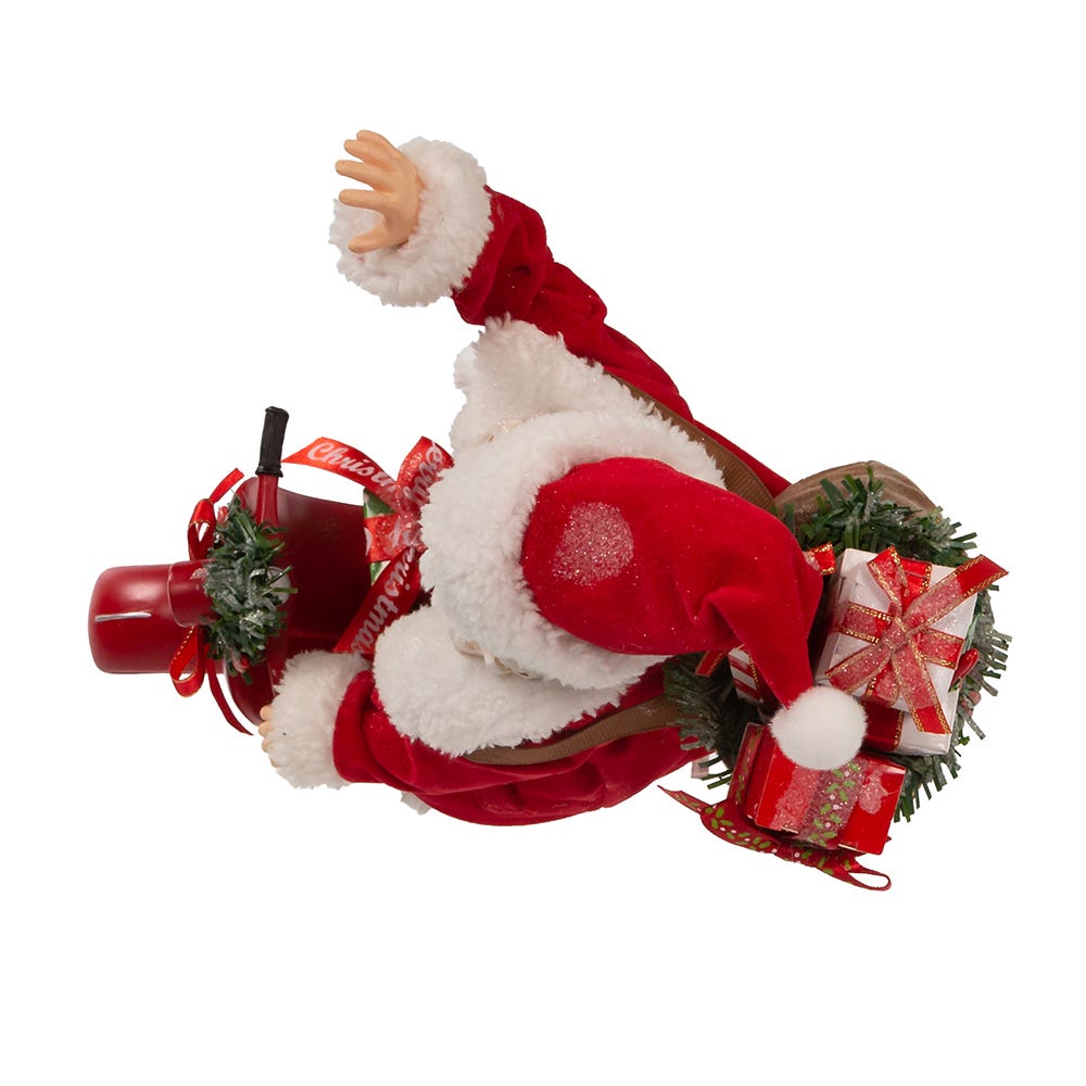 Kurt Adler 10-Inch Fabrich Santa on Scooter
