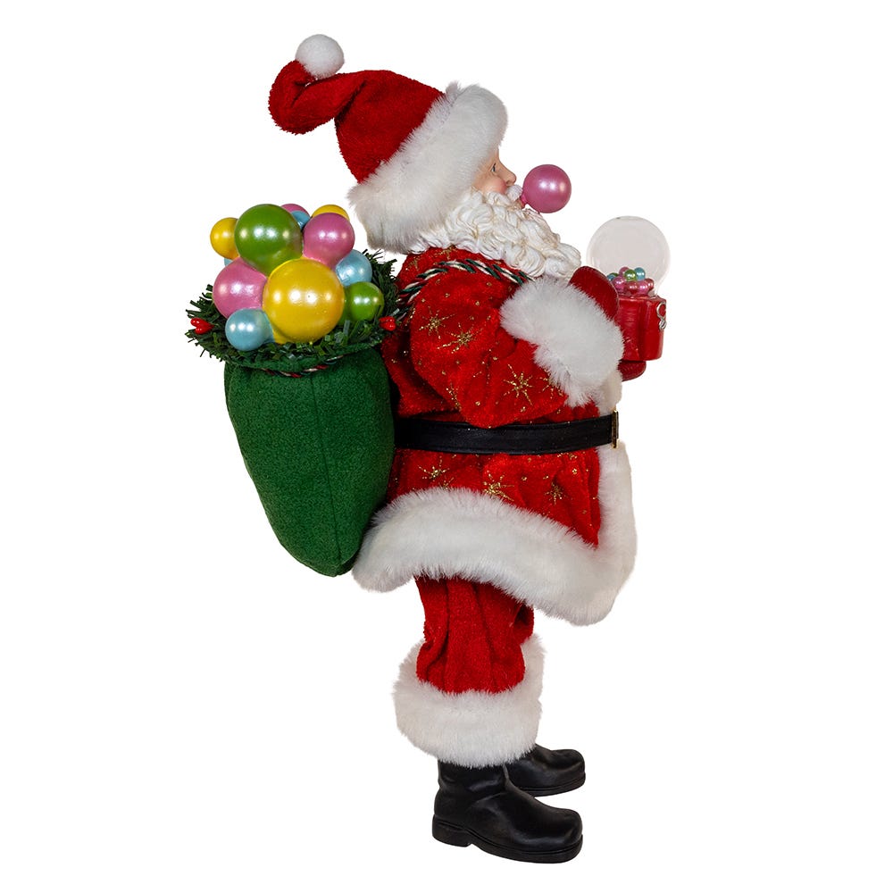 Kurt Adler 10.5-Inch Fabrich Bubblegum Santa