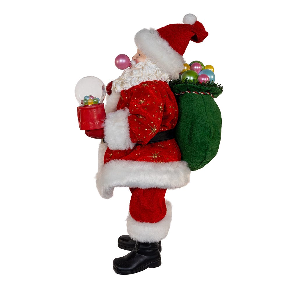 Kurt Adler 10.5-Inch Fabrich Bubblegum Santa