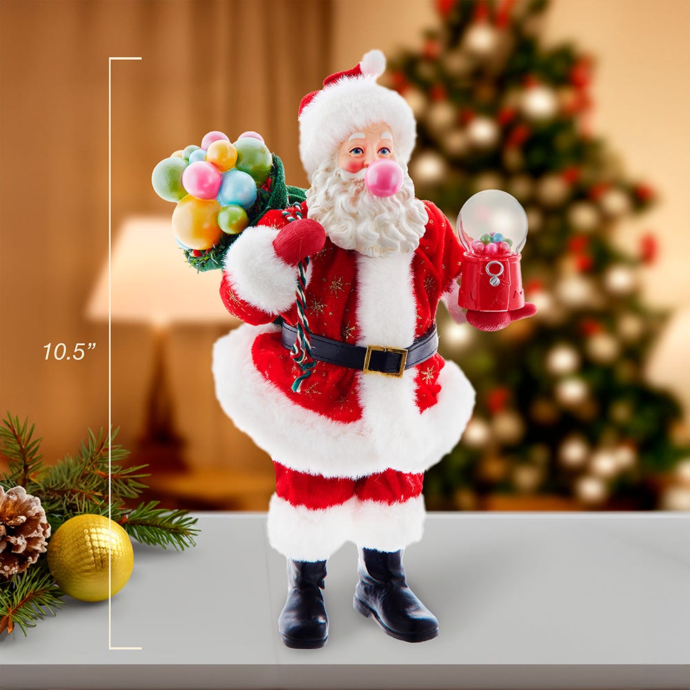 Kurt Adler 10.5-Inch Fabrich Bubblegum Santa