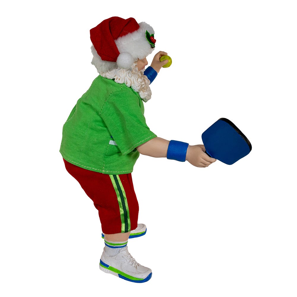 Kurt Adler 10-Inch Fabrich Santa Playing Pickleball