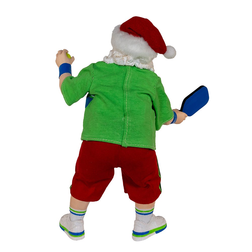 Kurt Adler 10-Inch Fabrich Santa Playing Pickleball