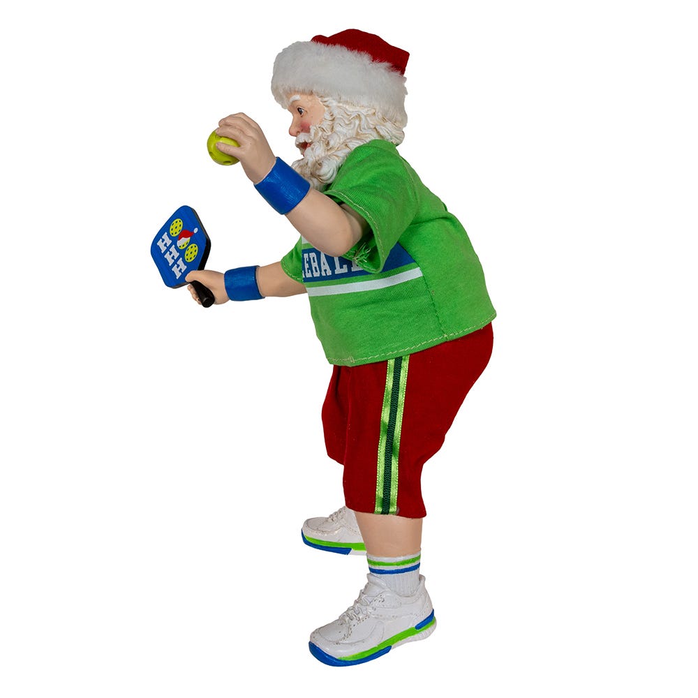 Kurt Adler 10-Inch Fabrich Santa Playing Pickleball