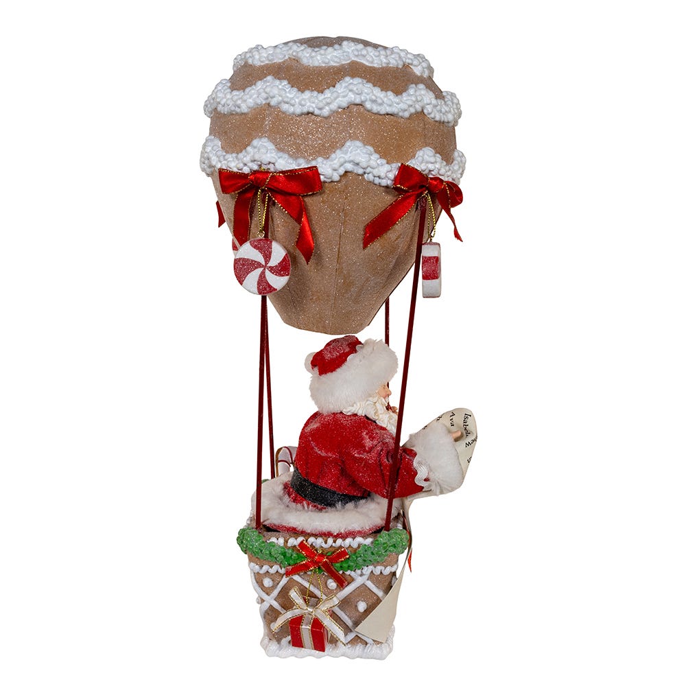 Kurt Adler 12-Inch Fabrich Gingerbread Hot Air Balloon Santa