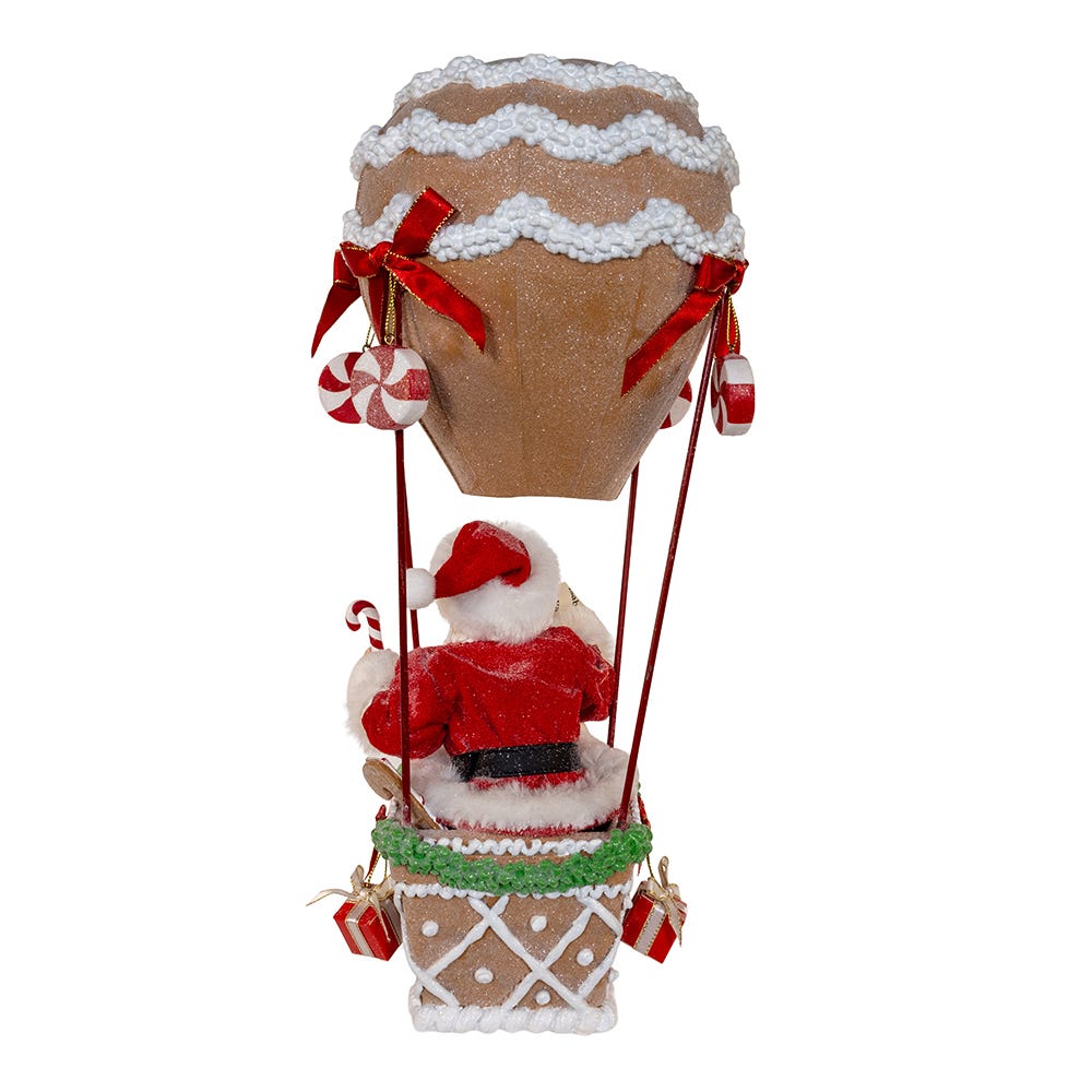 Kurt Adler 12-Inch Fabrich Gingerbread Hot Air Balloon Santa