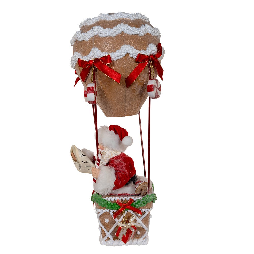 Kurt Adler 12-Inch Fabrich Gingerbread Hot Air Balloon Santa