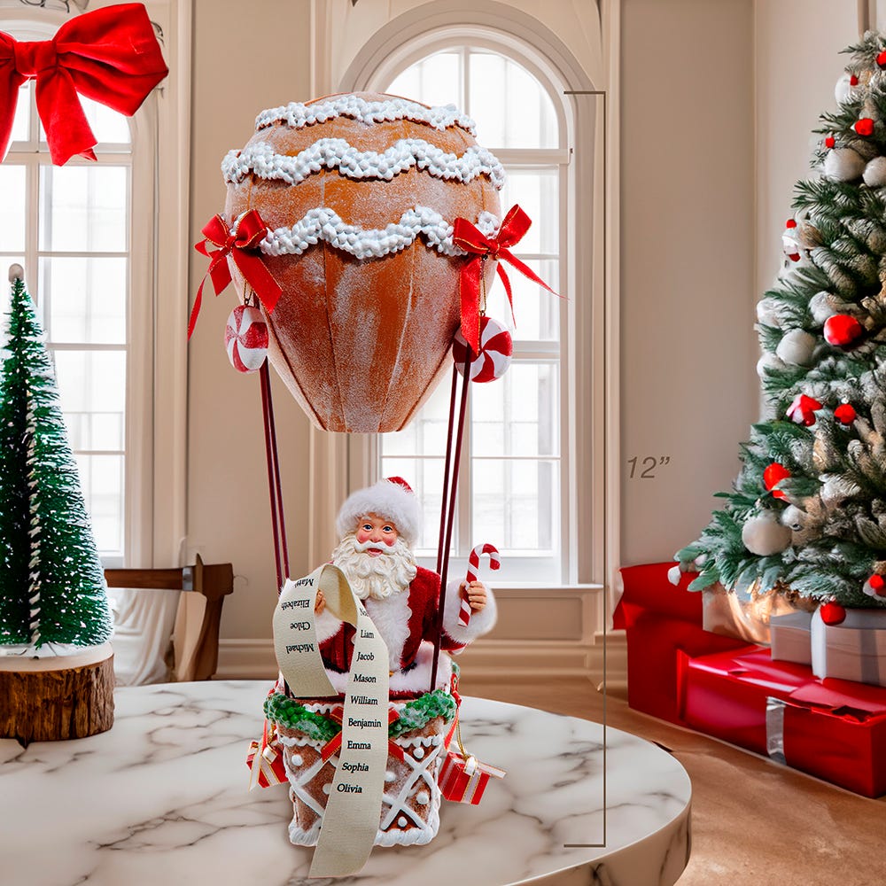 Kurt Adler 12-Inch Fabrich Gingerbread Hot Air Balloon Santa